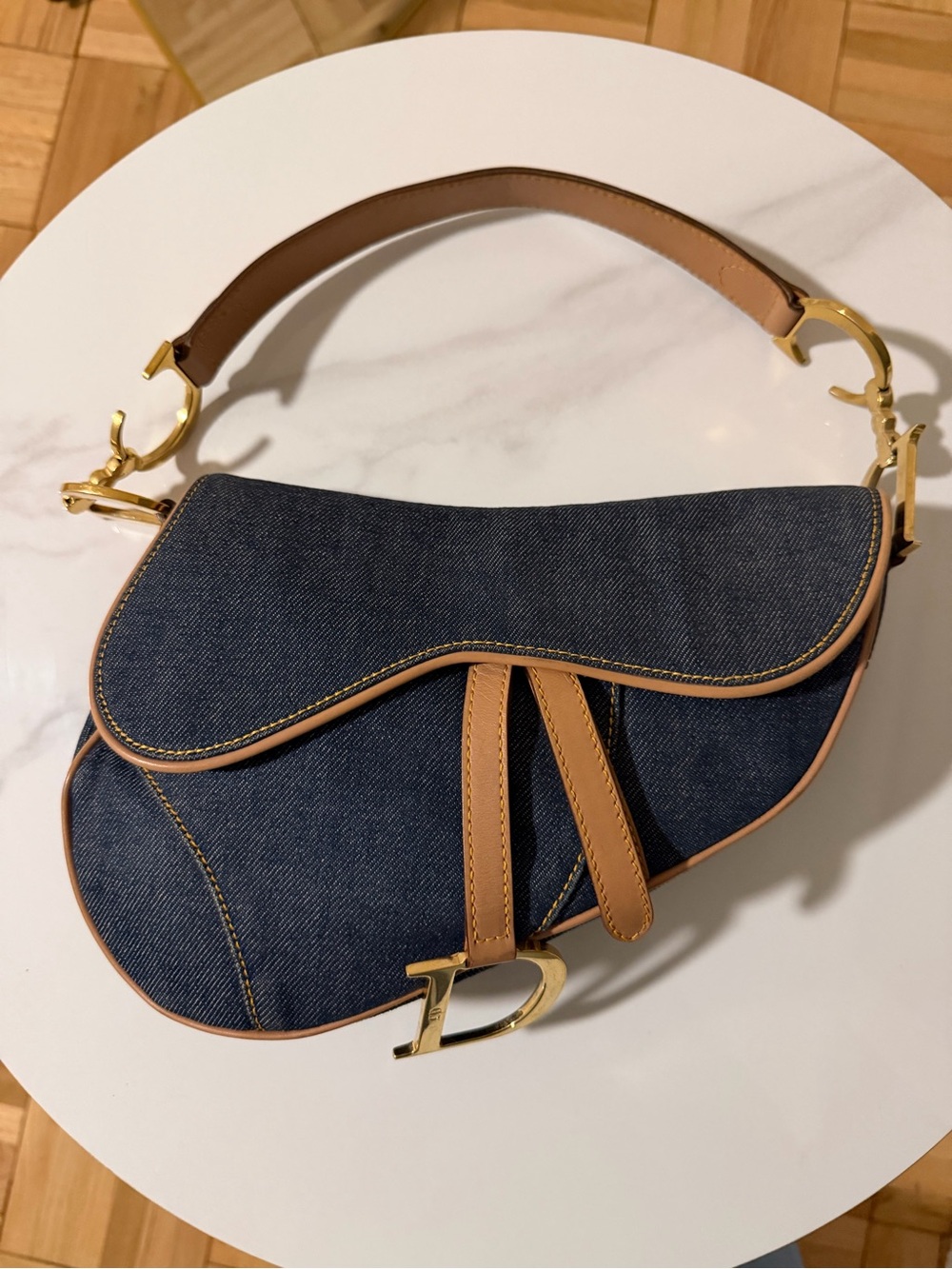 Vintage Dior Saddle Denim Leather Trim Shoulder Bag - Picture 4 of 12